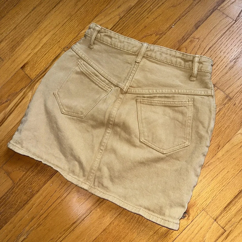 J. Galt Skirt Womens Small Khaki Button Fly Denim Mini 5-Pocket High Waist‎